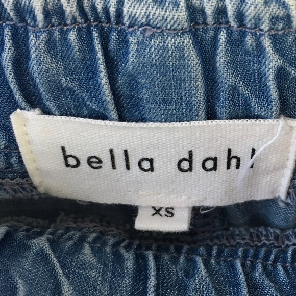 BELLA DAHL Denim Color Pull On Drawstring Fringe Hem Shorts - Picture 5 of 5